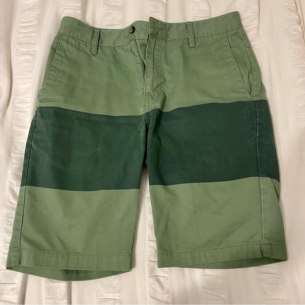 Volcom Corpo Class Mens Green Striped Chino Shorts